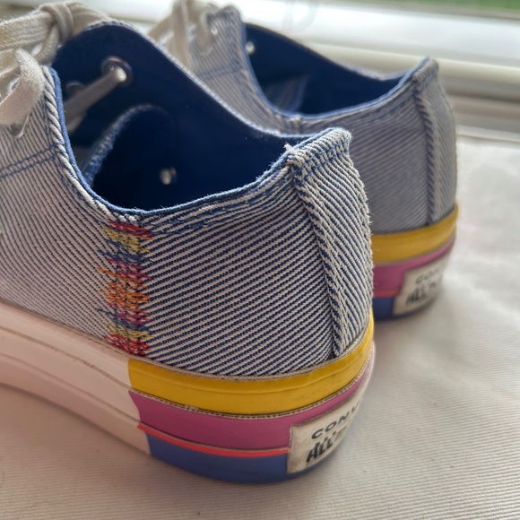 Converse Chuck Taylor All Star Platform Sneakers - Blue & White - Women 7 - Picture 3 of 8